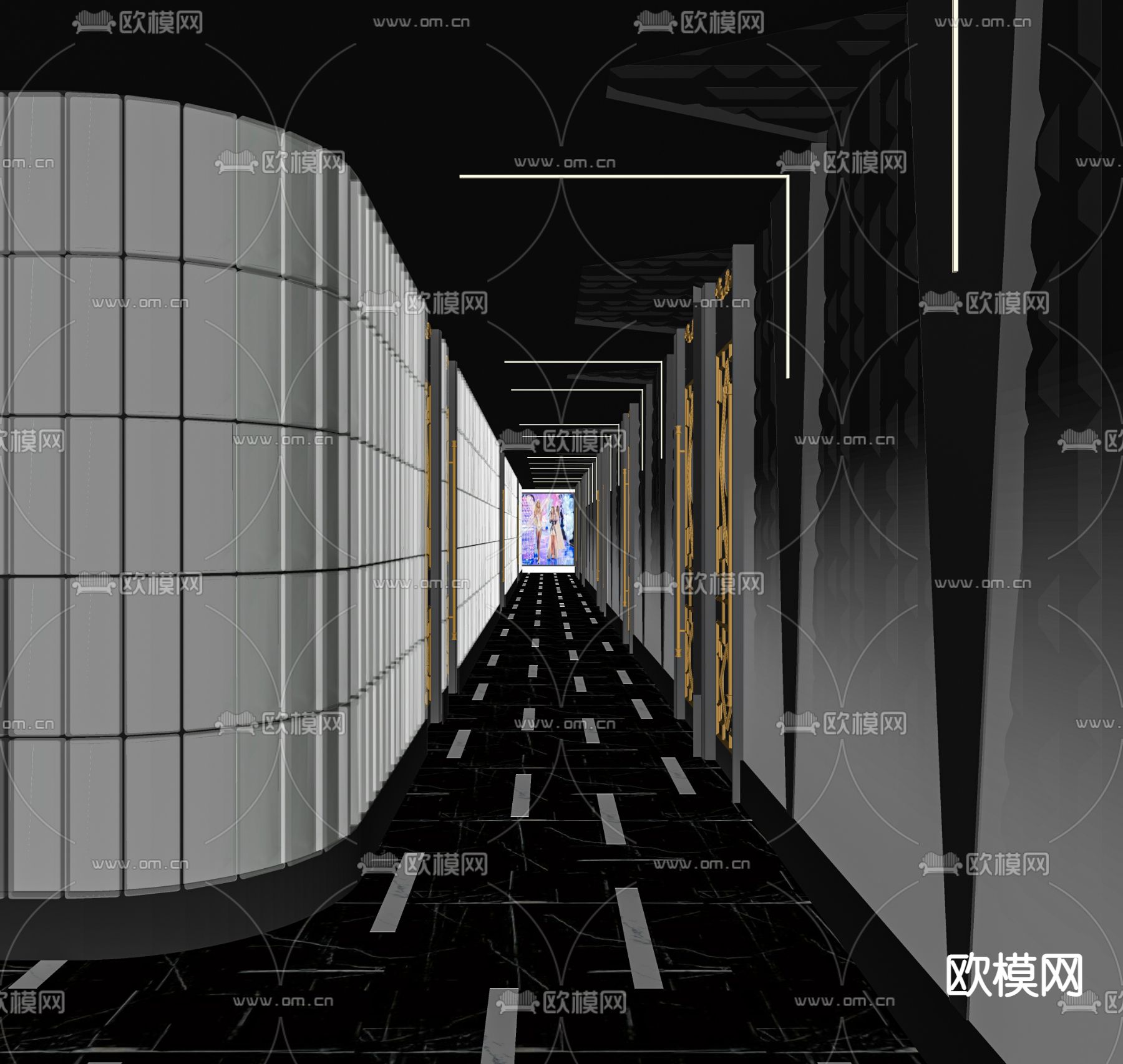 现代KTV过道su模型下载（渲染图2）