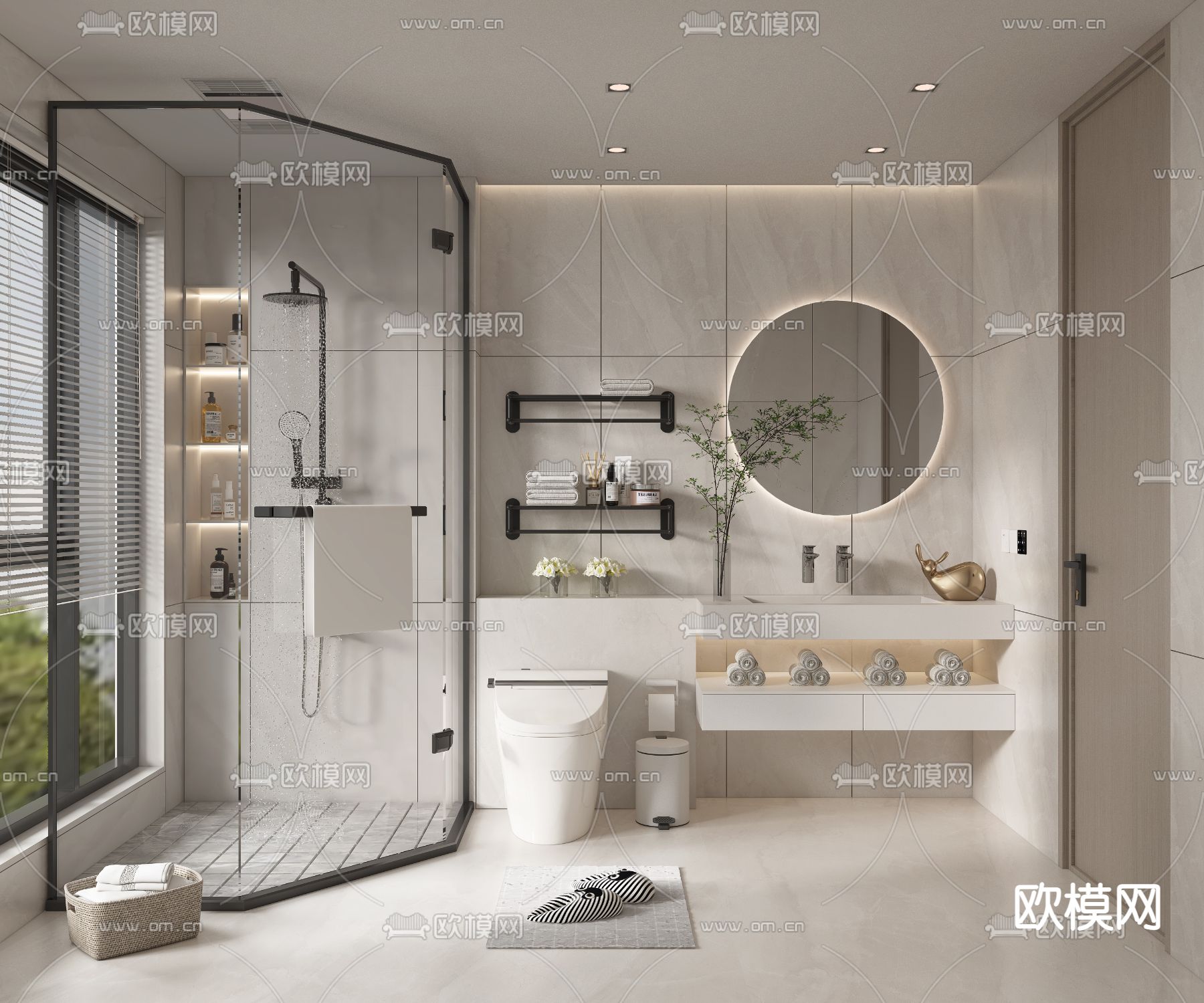 现代卫生间 浴室su模型下载（渲染图1）