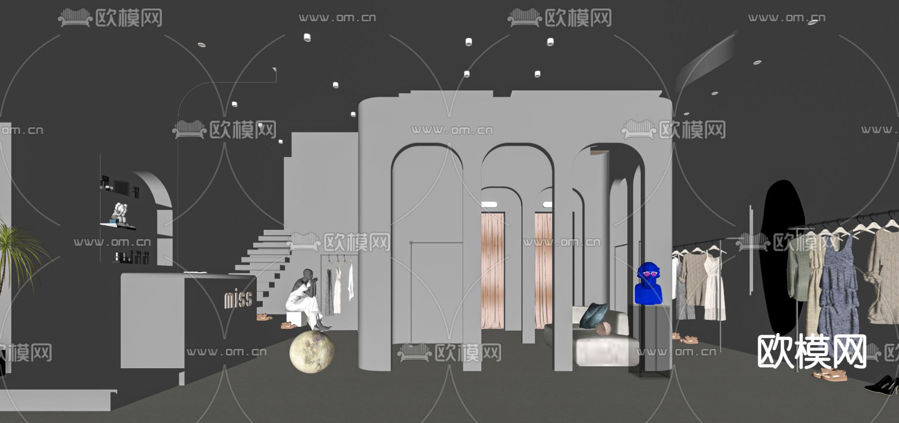 侘寂服装店su模型