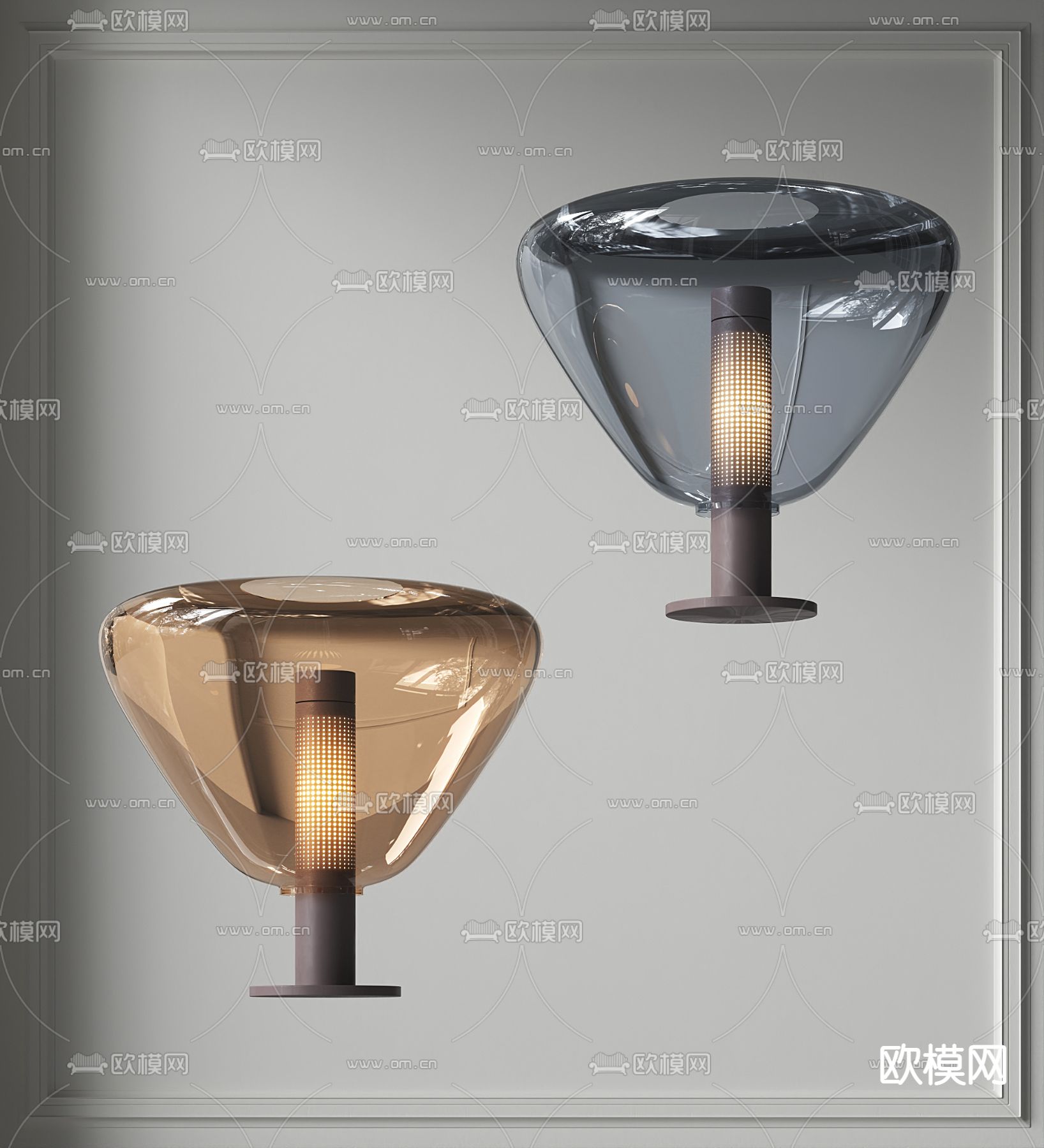现代玻璃台灯su模型下载（渲染图1）