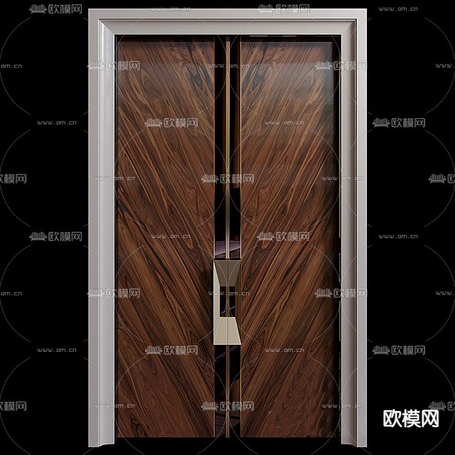 现代轻奢实木不锈钢双开门免费3d模型下载_ID13024558_3dmax免费模型-欧模网