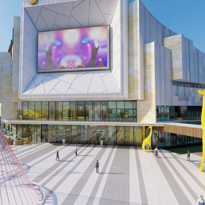  现代商业广场su模型 