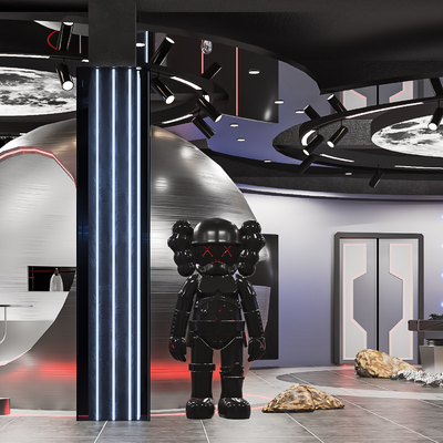  现代潮玩服装鞋店 男装店su模型 