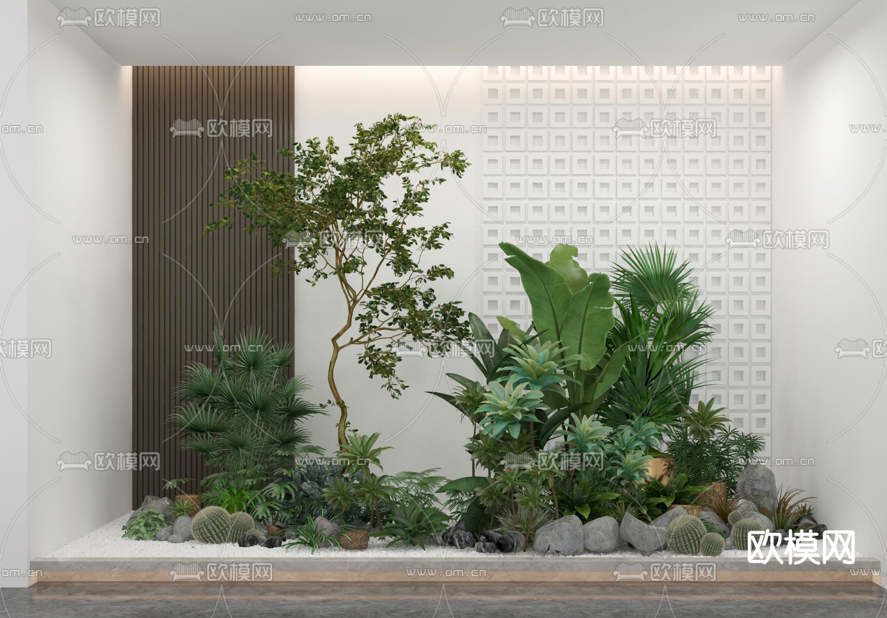 绿植堆小品 室内造景3d模型下载_ID13023537_3dmax免费模型-欧模网