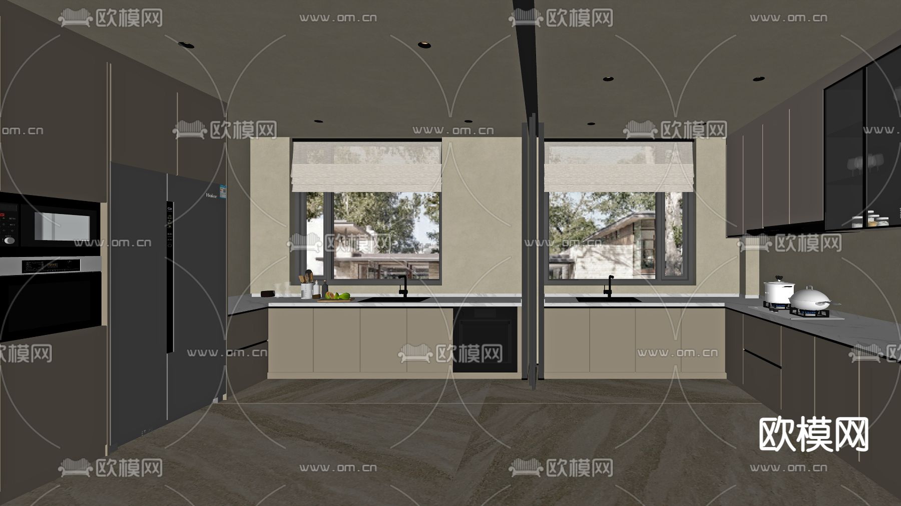 侘寂风厨房su模型下载（渲染图2）