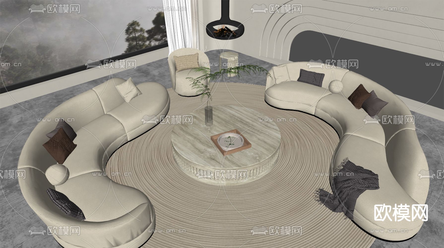 Minotti 组合沙发su模型下载（渲染图2）