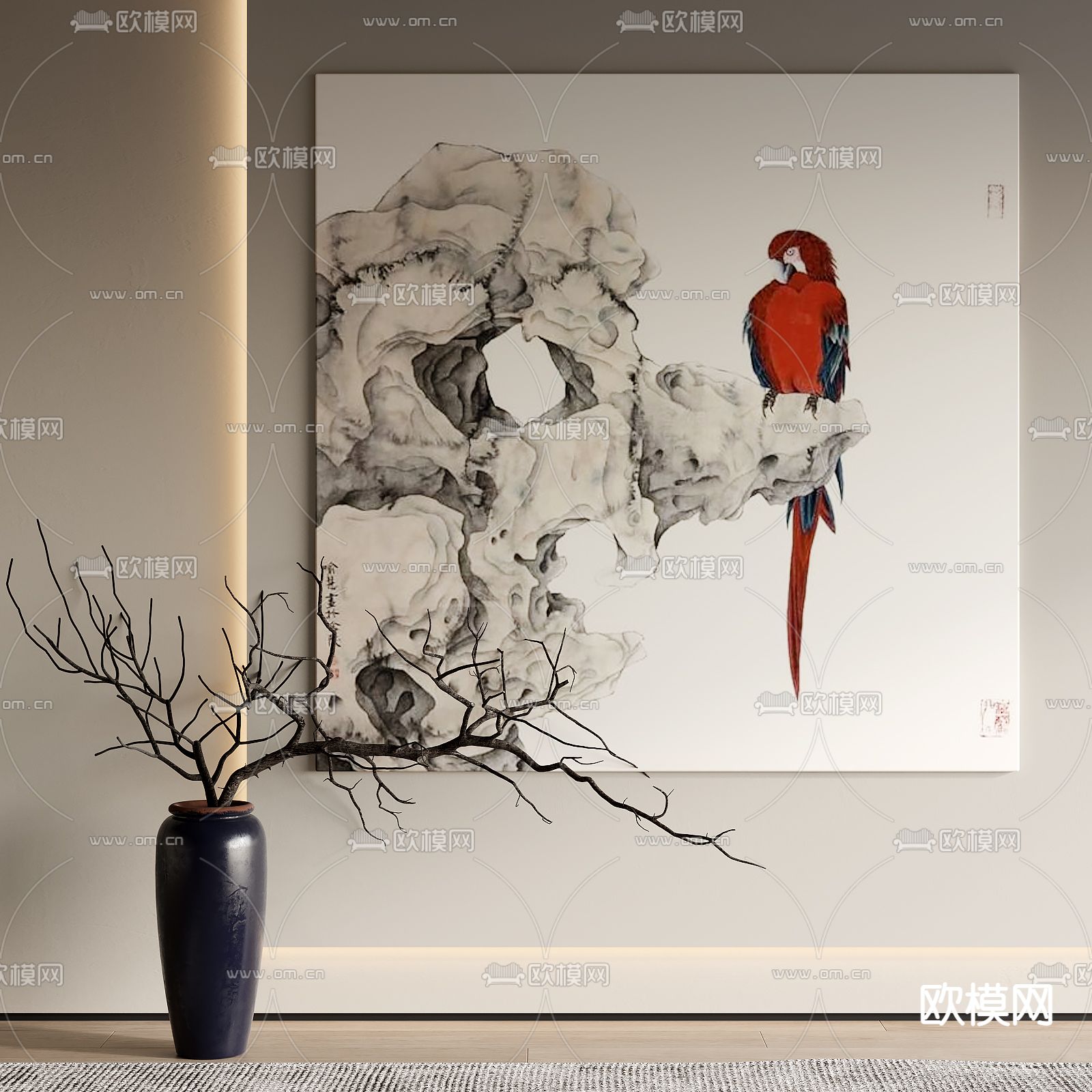 新中式装饰画su模型