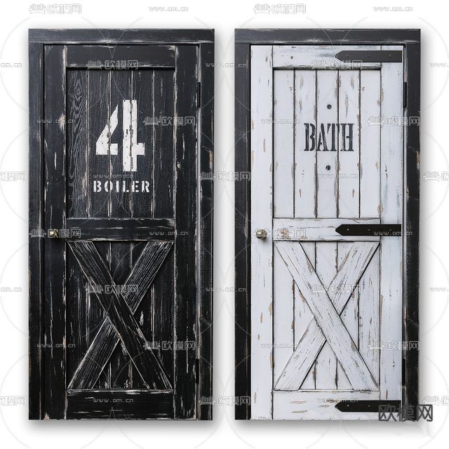 工业风做旧创意单开门免费3d模型下载