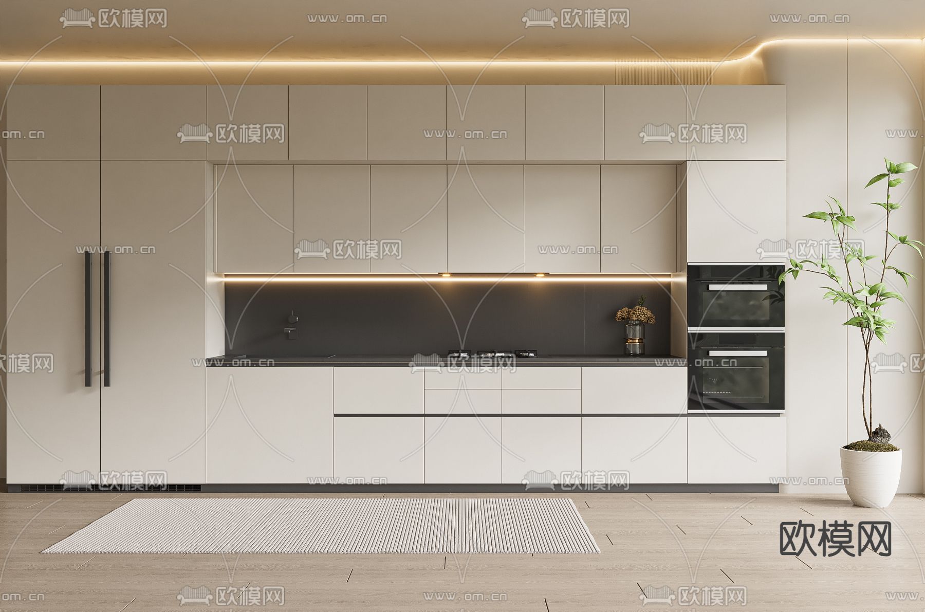 奶油风橱柜3d模型