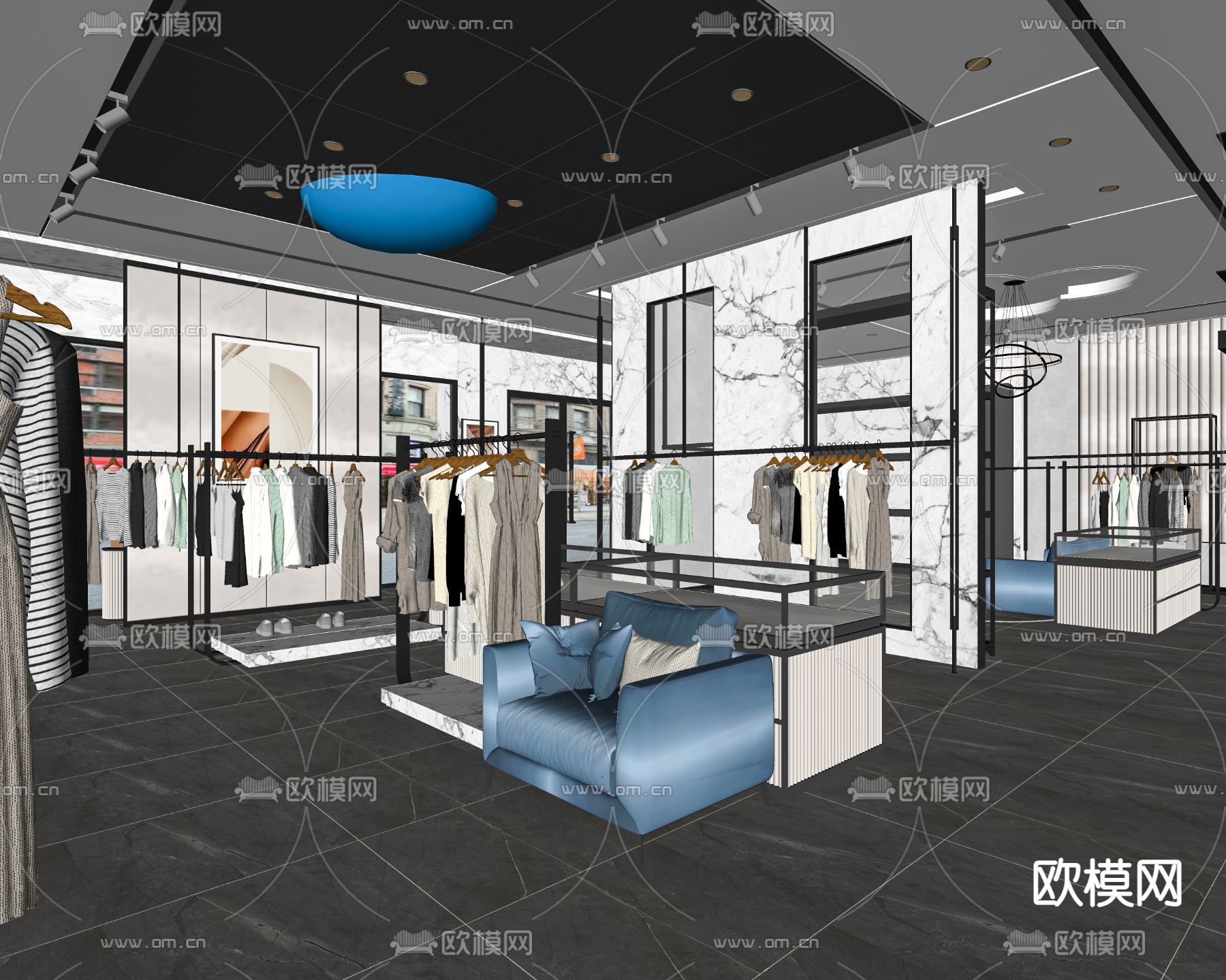 轻奢服装店su模型下载（渲染图2）