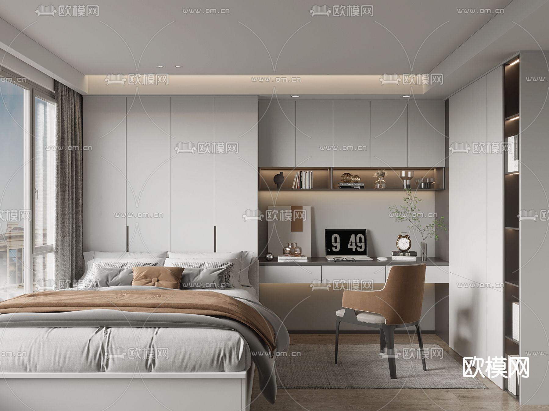 现代榻榻米卧室3d模型下载