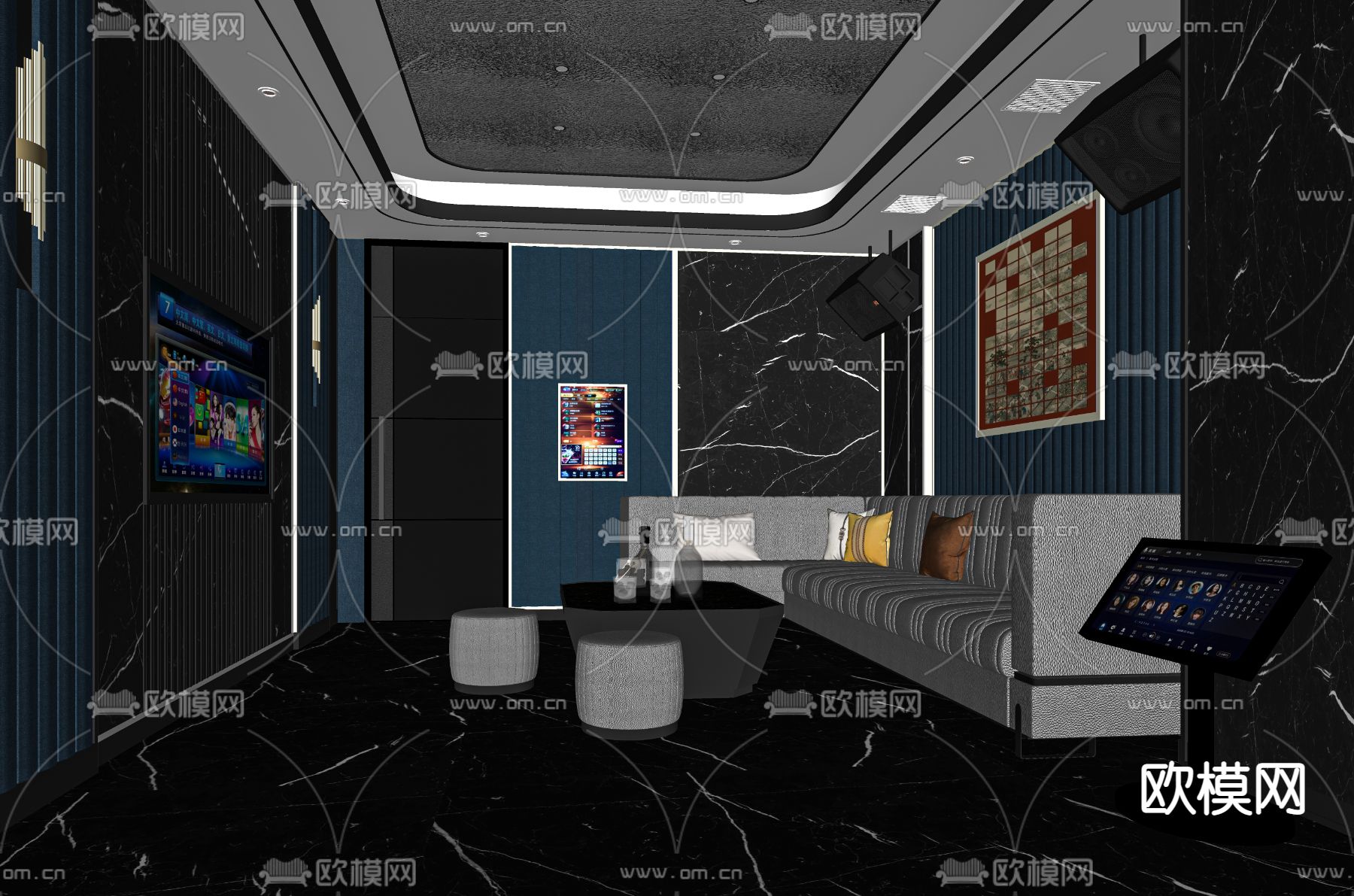 现代KTV包房su模型下载（渲染图2）