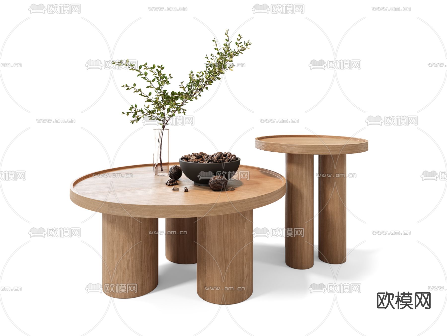 现代子母茶几su模型下载（渲染图1）