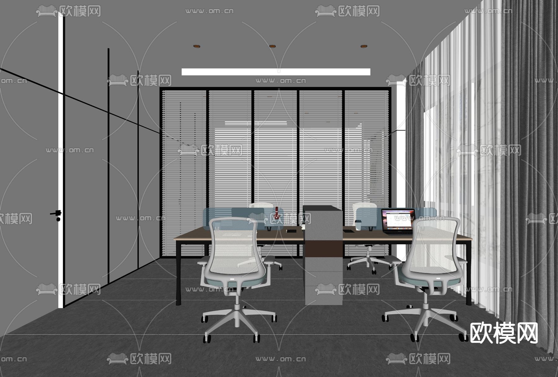 现代办公室su模型下载（渲染图2）