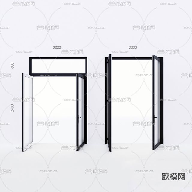 现代简约实木玻璃双开门3d模型下载_ID13024598_3dmax免费模型-欧模网