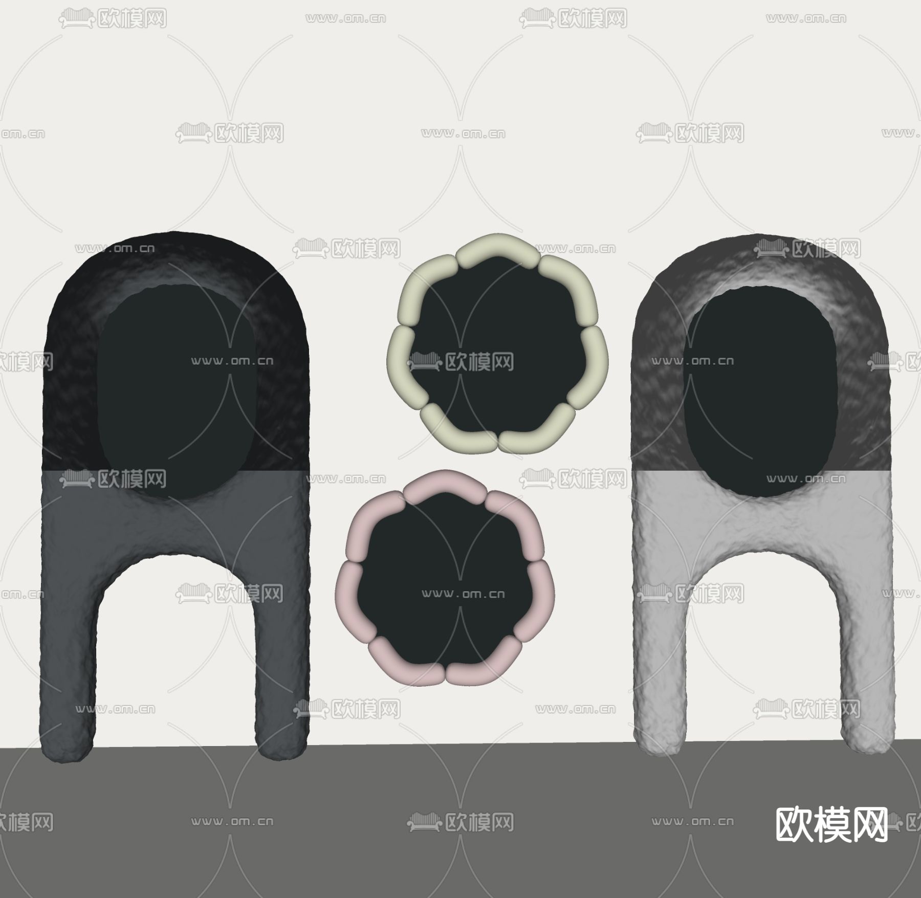 侘寂装饰镜 化妆镜 镜子3d模型下载（渲染图2）