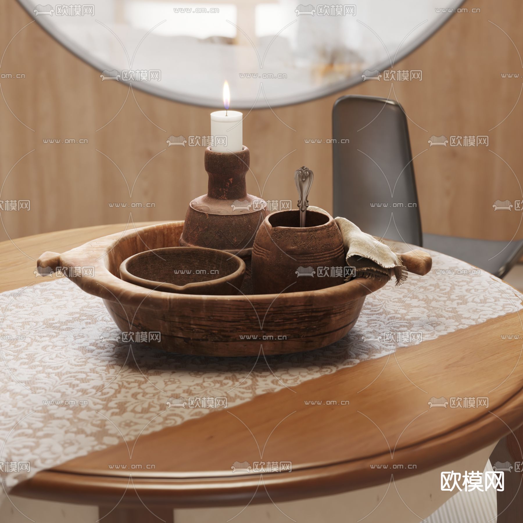 陶罐摆件 器皿 蜡烛3d模型下载