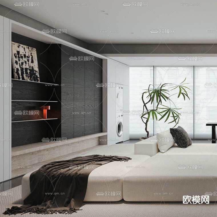 现代客厅3d模型下载_ID13023493_3dmax免费模型-欧模网