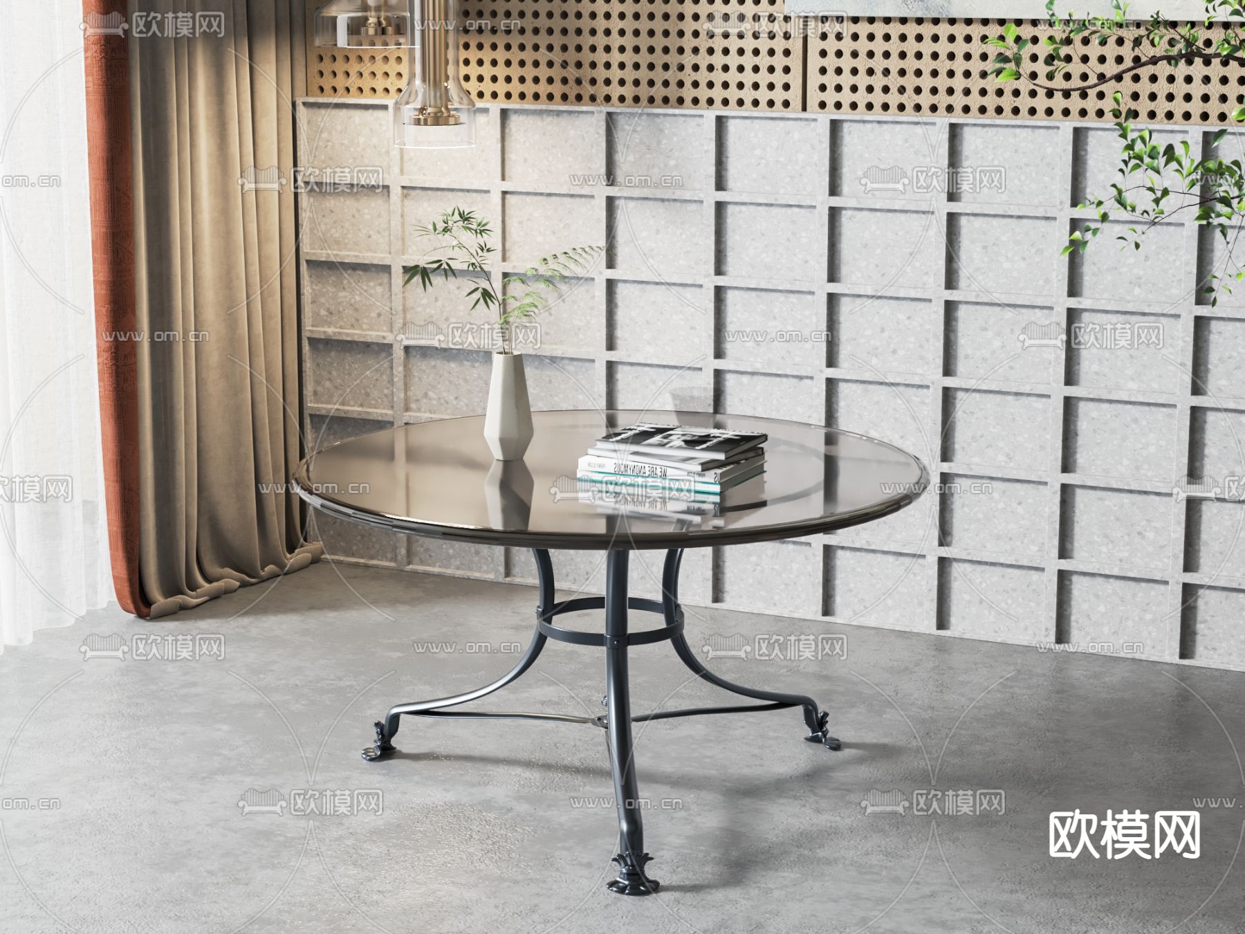 工业风茶几3d模型下载