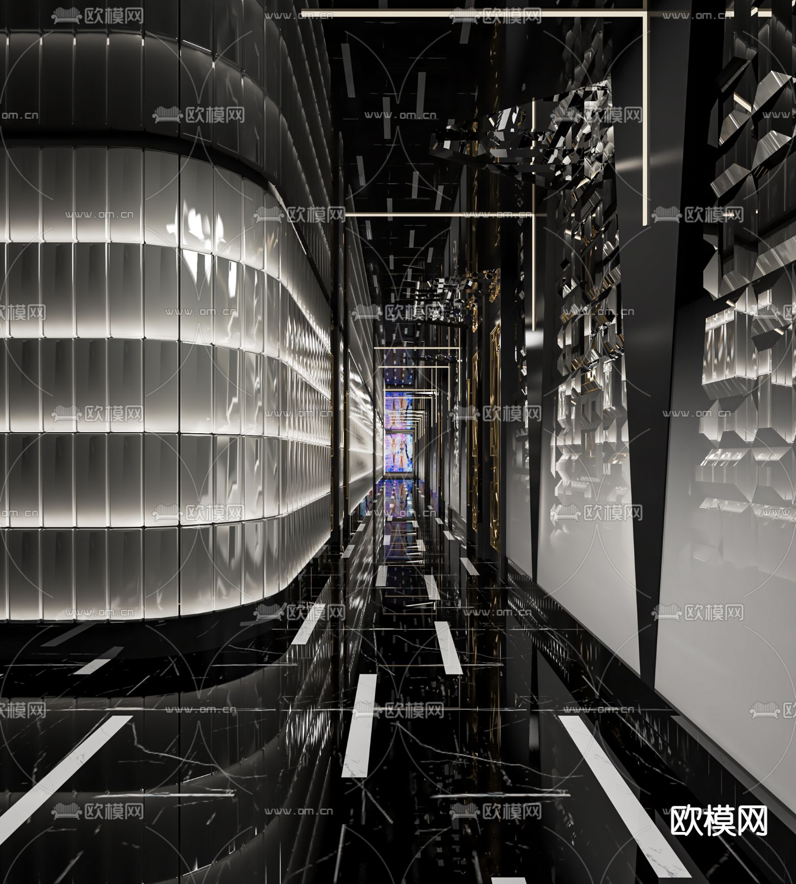 现代KTV过道su模型下载（渲染图1）