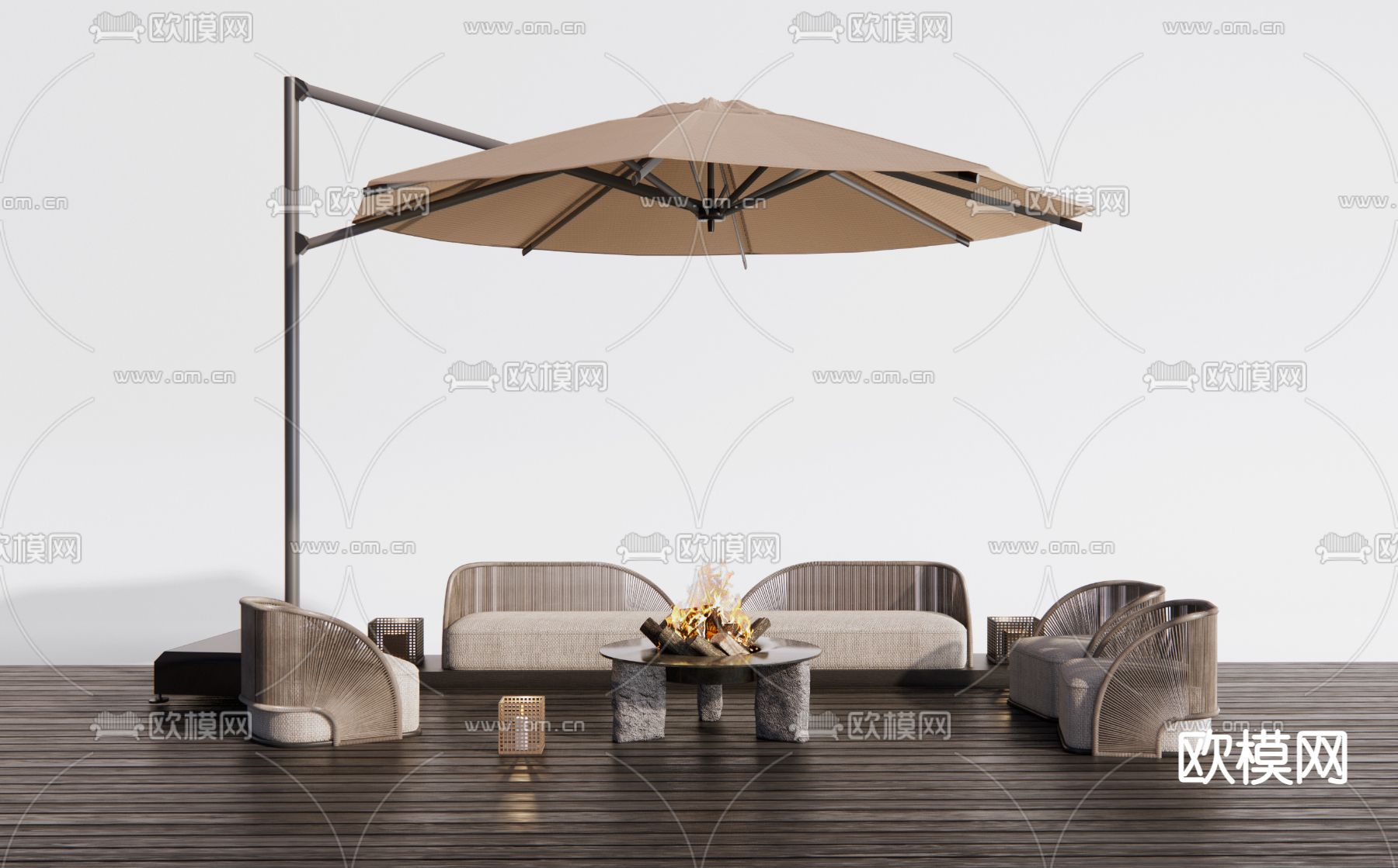 藤编户外沙发3d模型下载