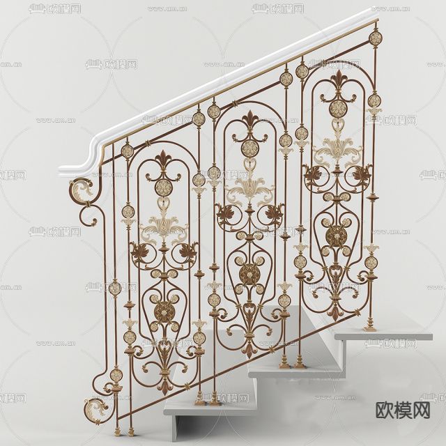 欧式古典金属雕花扶手免费3d模型下载