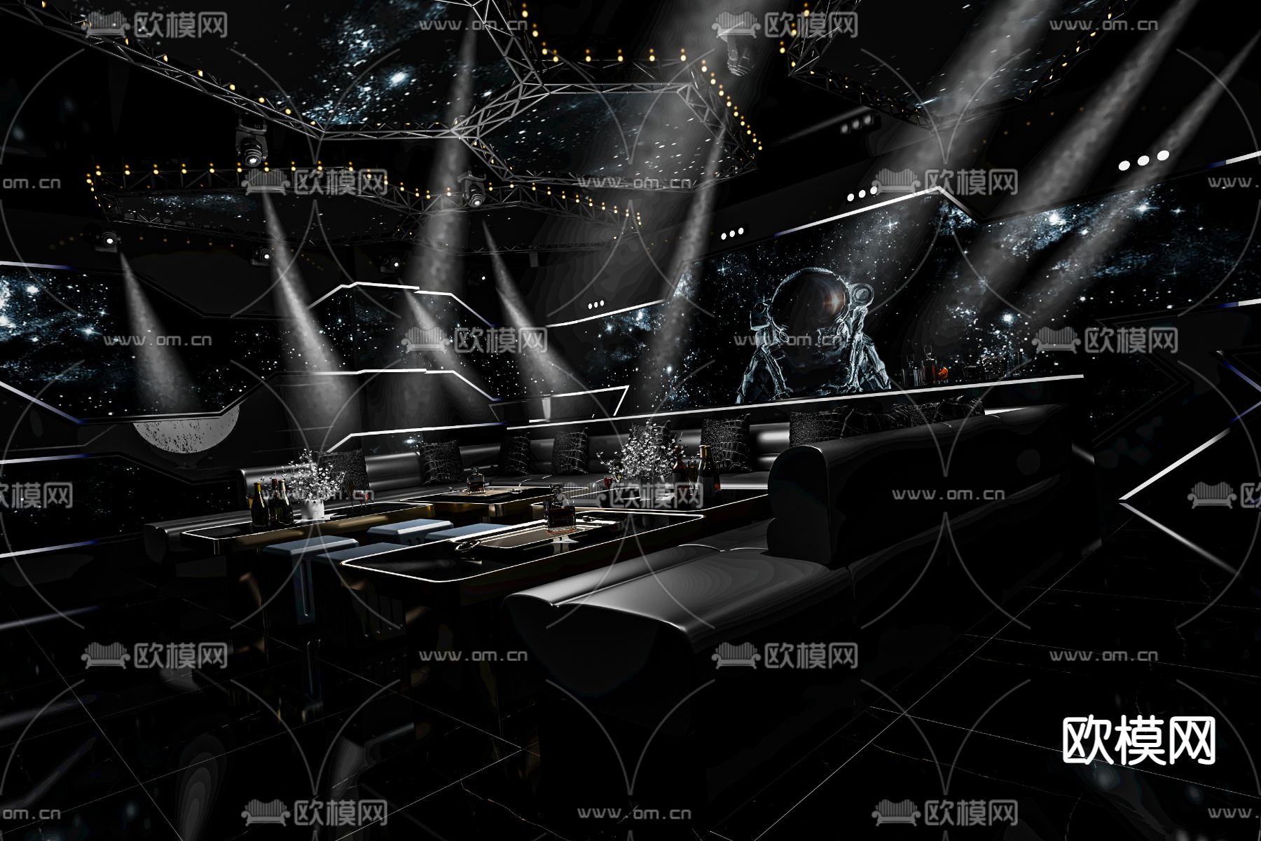 现代KTV科技包房su模型下载（渲染图1）