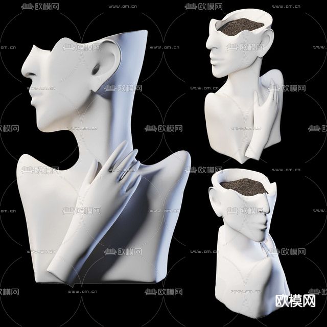 后现代人像雕塑花瓶免费3d模型下载