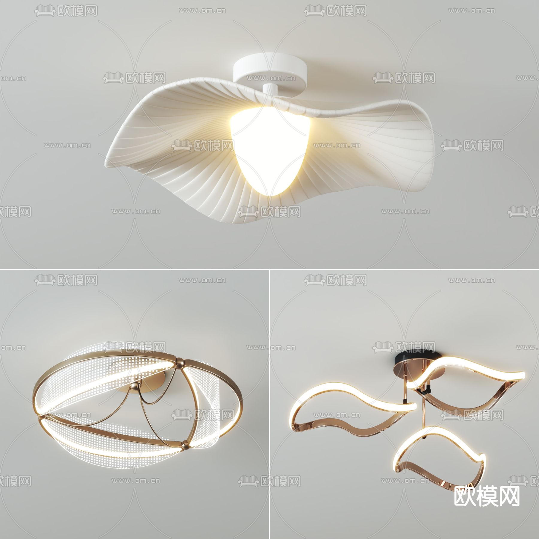 轻奢吸顶灯 大厅灯3d模型下载（渲染图1）