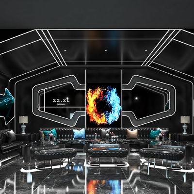  现代KTV包房su模型 