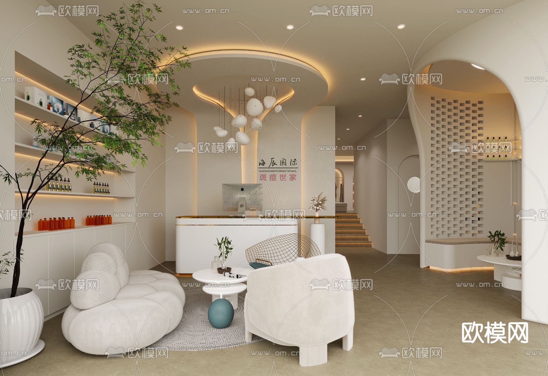 侘寂风美容店 SPA店3d模型下载_ID13021119_3dmax免费模型-欧模网