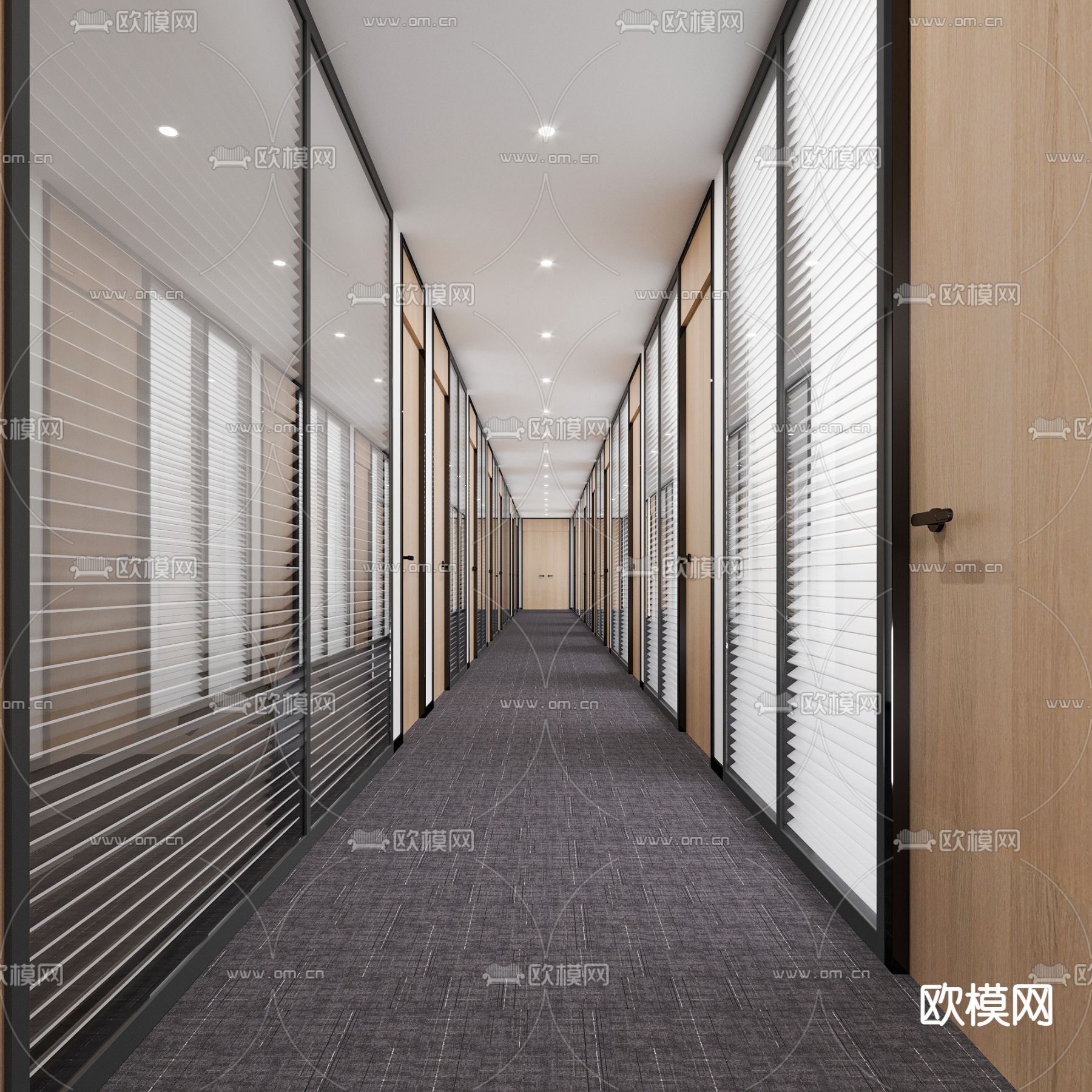 现代办公室过道su模型下载（渲染图1）