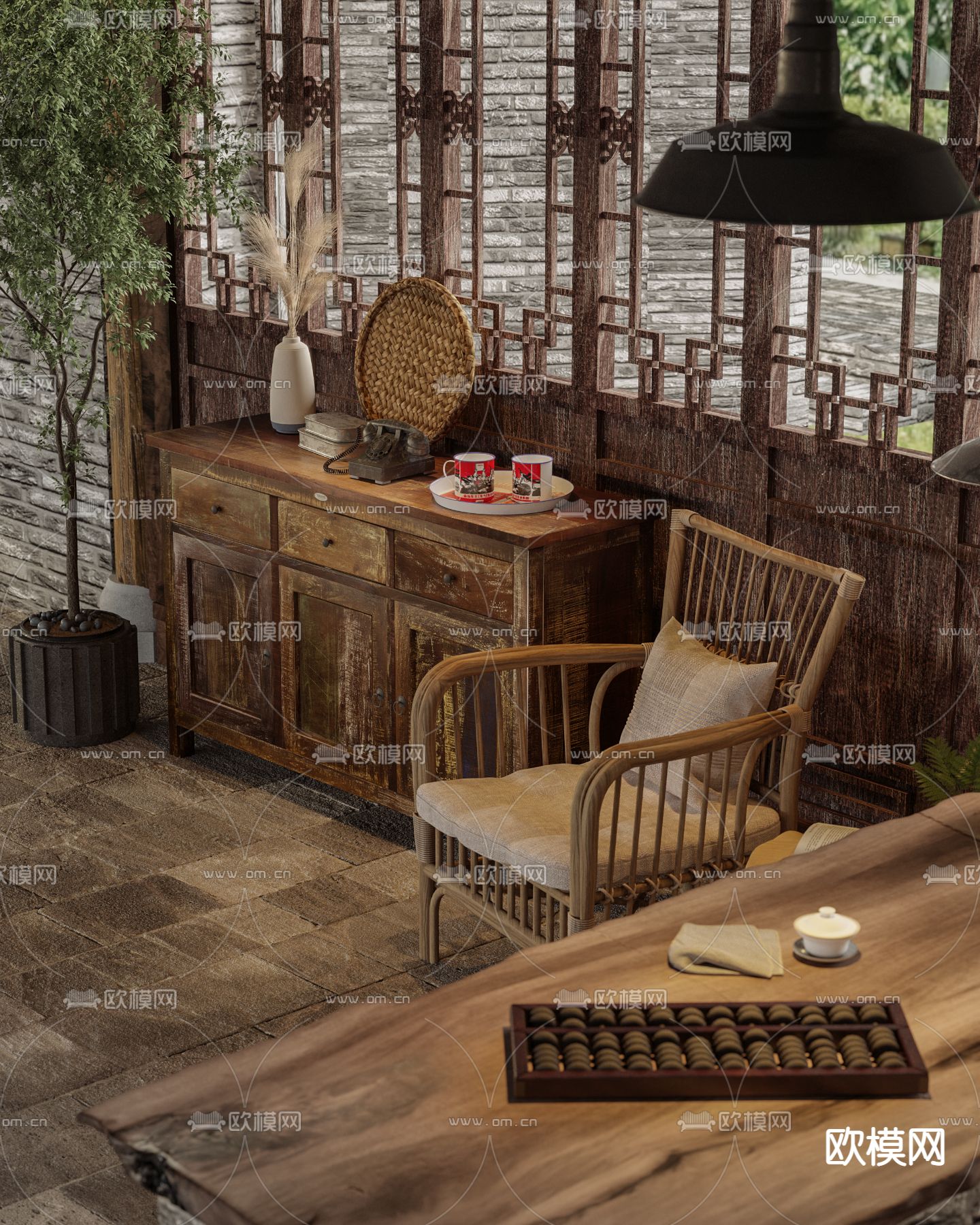 中式老茶馆 茶楼3d模型下载（渲染图2）