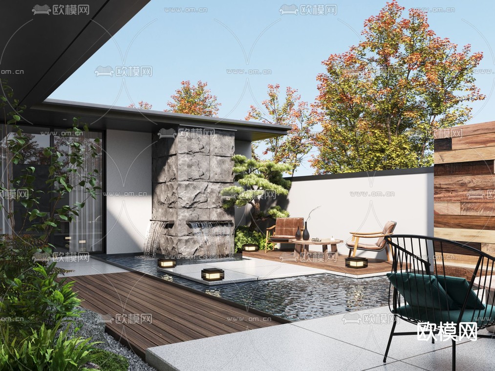 别墅庭院造景 后花园3d模型下载_ID13025402_3dmax免费模型-欧模网