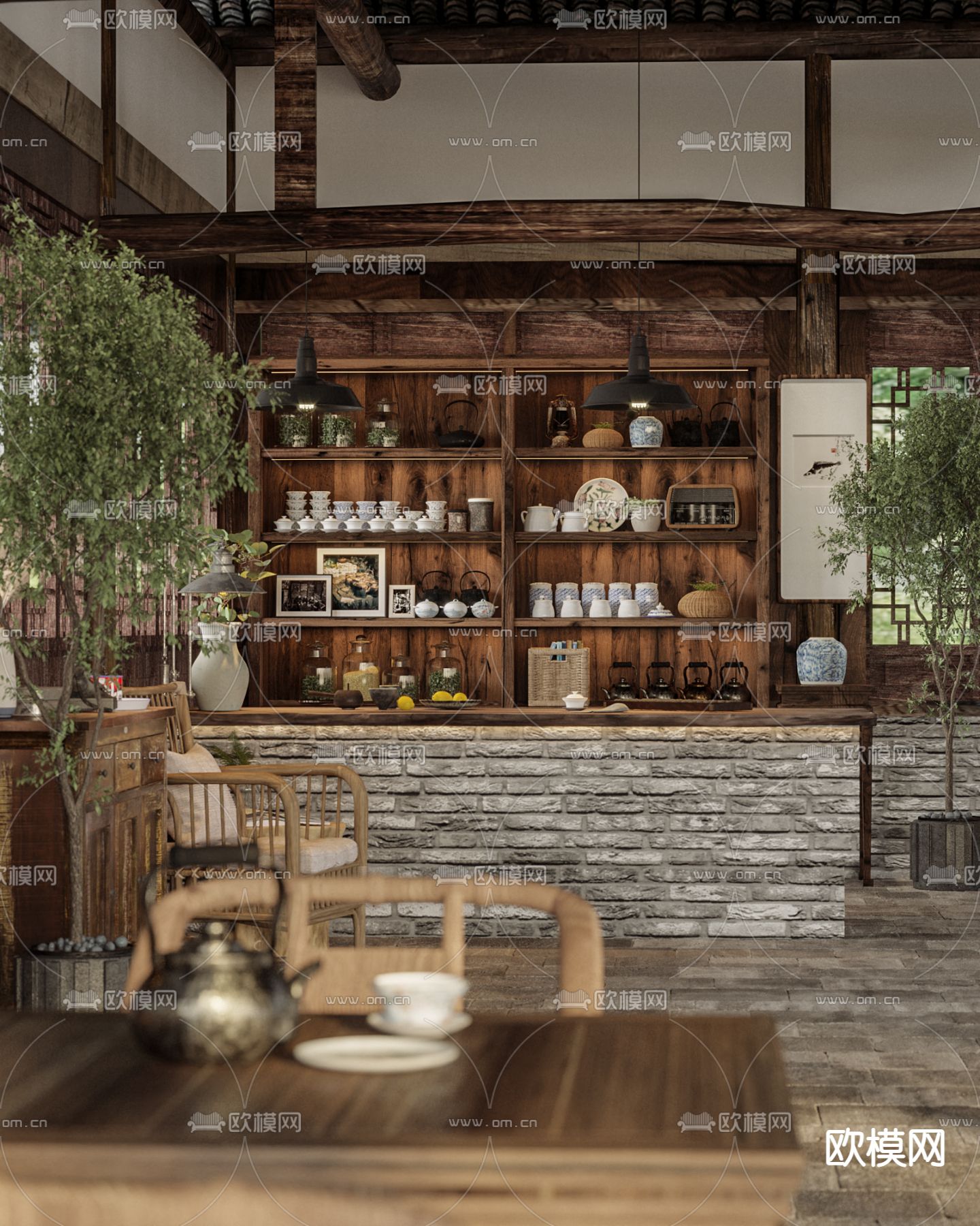 中式老茶馆 茶楼3d模型下载（渲染图1）