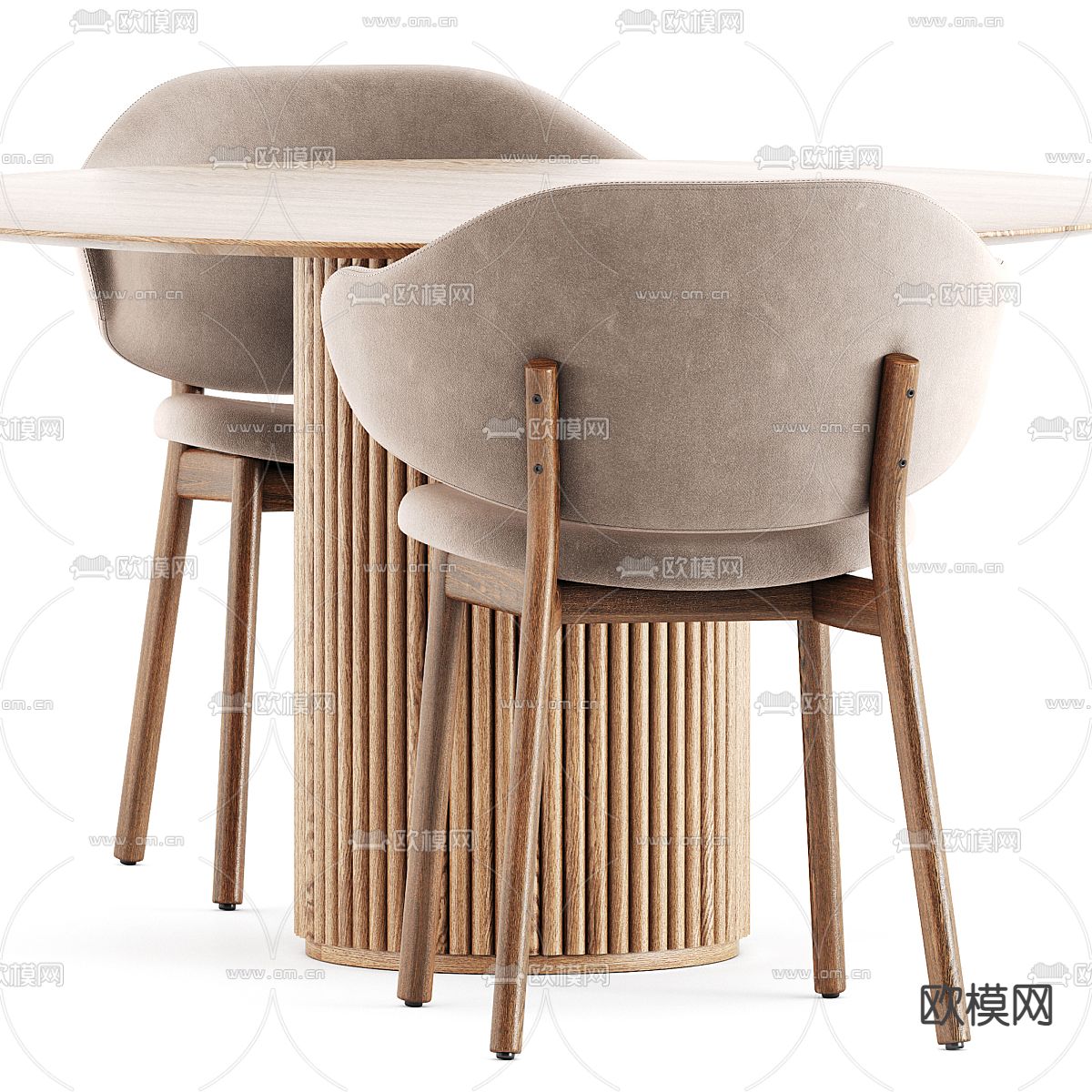 Calligaris圆形餐桌椅3d模型下载（渲染图3）