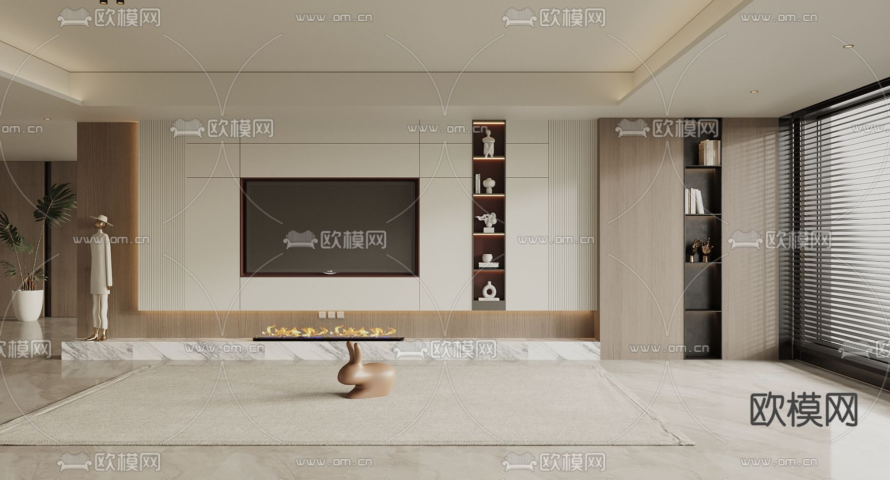 现代电视背景墙3d模型下载