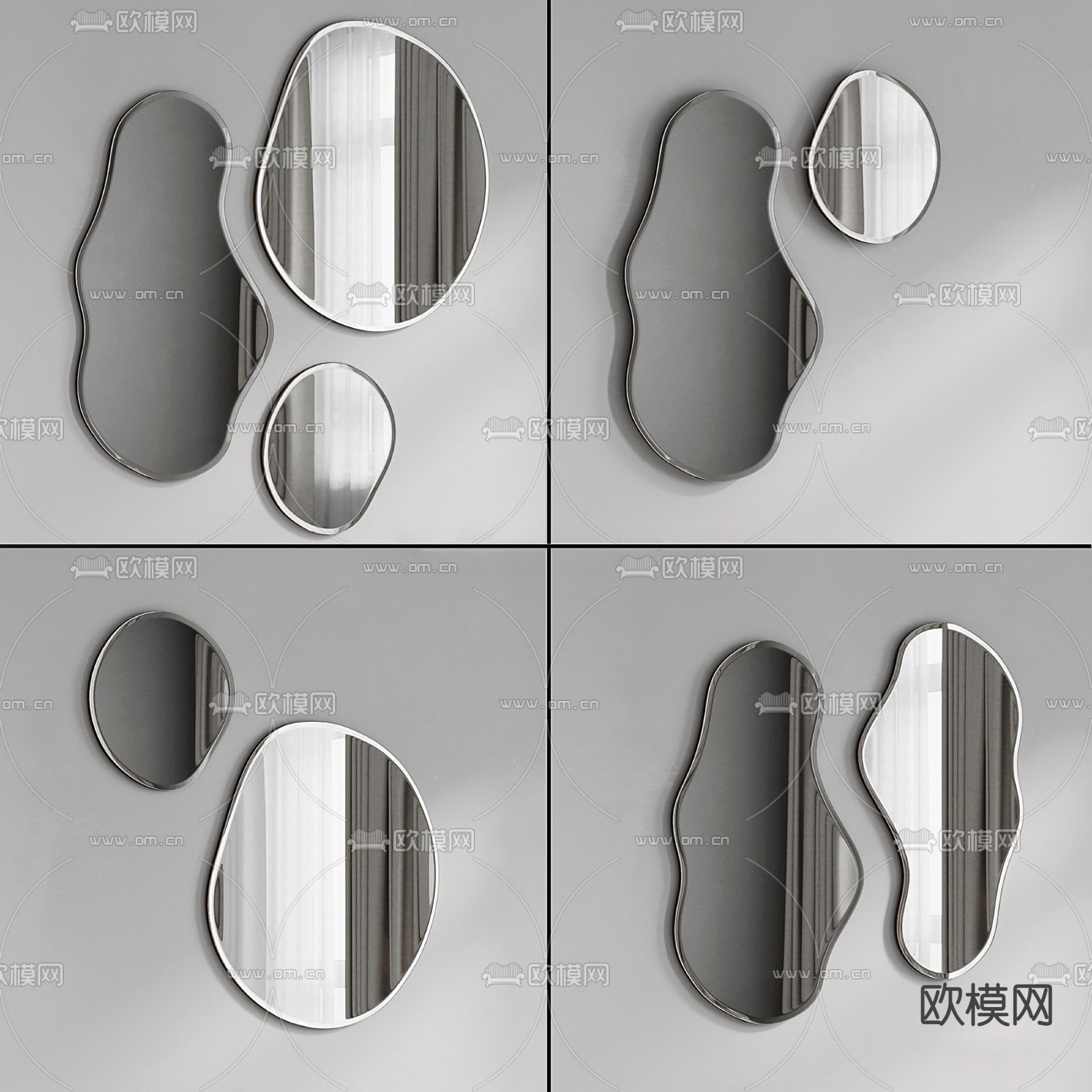 异形镜子 装饰镜3d模型下载（渲染图1）