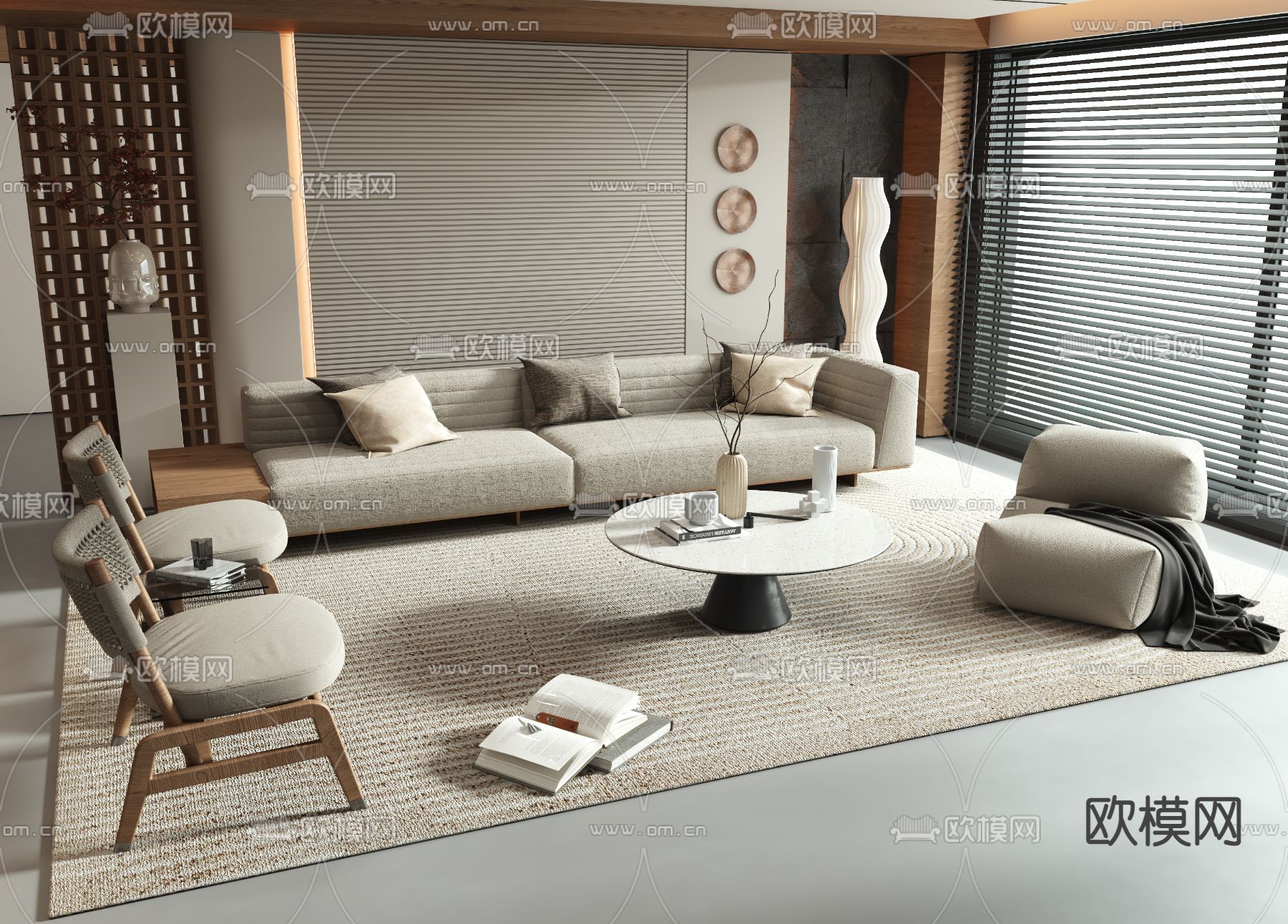 现代组合沙发3d模型下载