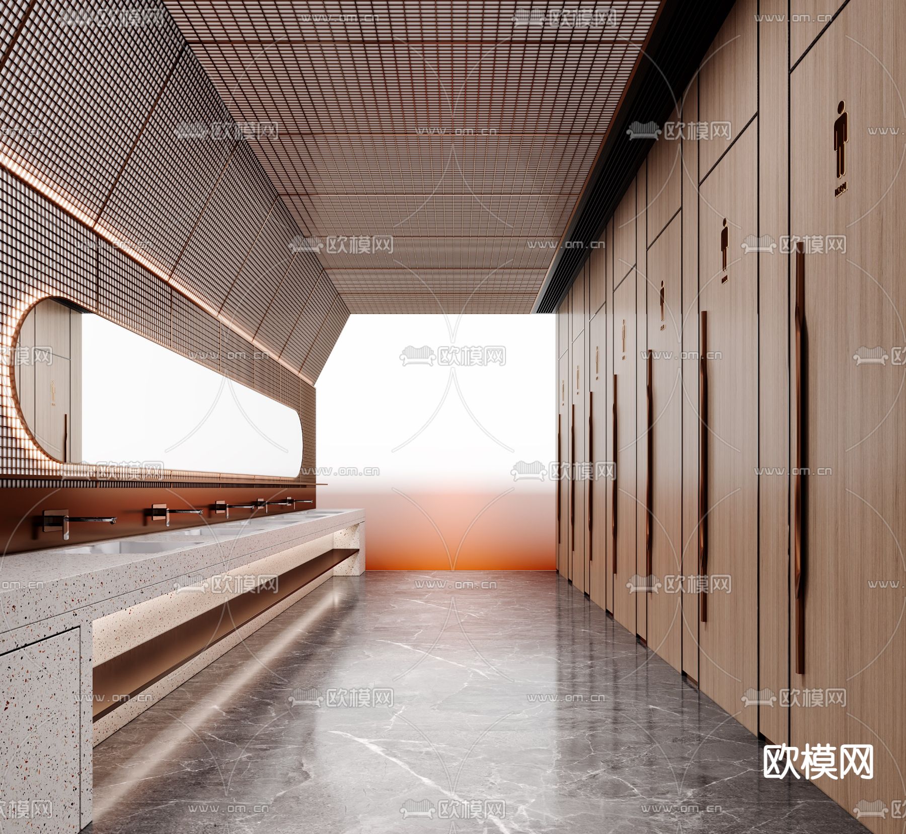 现代公共卫生间 洗手间3d模型下载