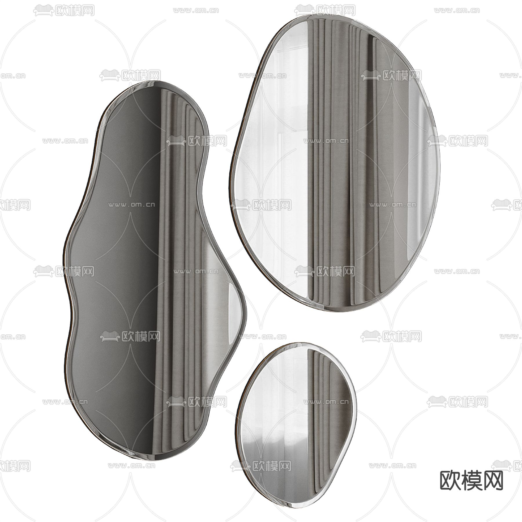 异形镜子 装饰镜3d模型下载（渲染图2）