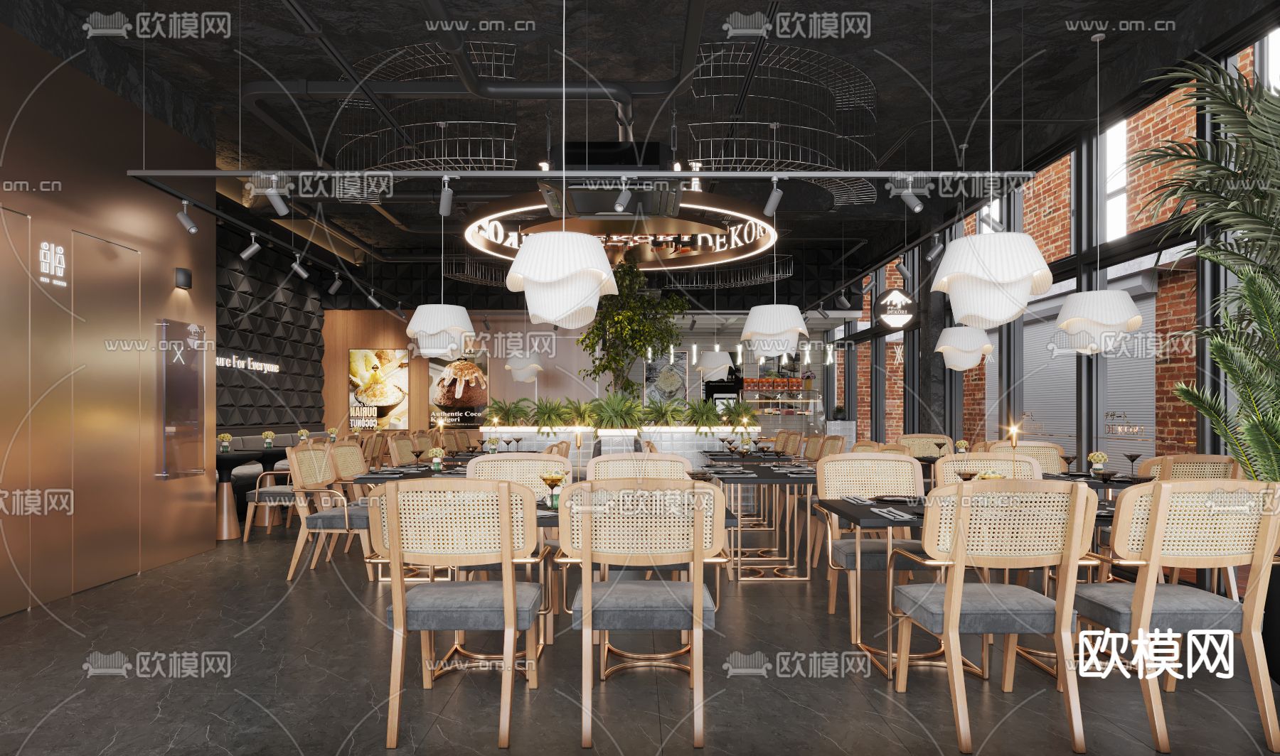 工业风西餐厅3d模型