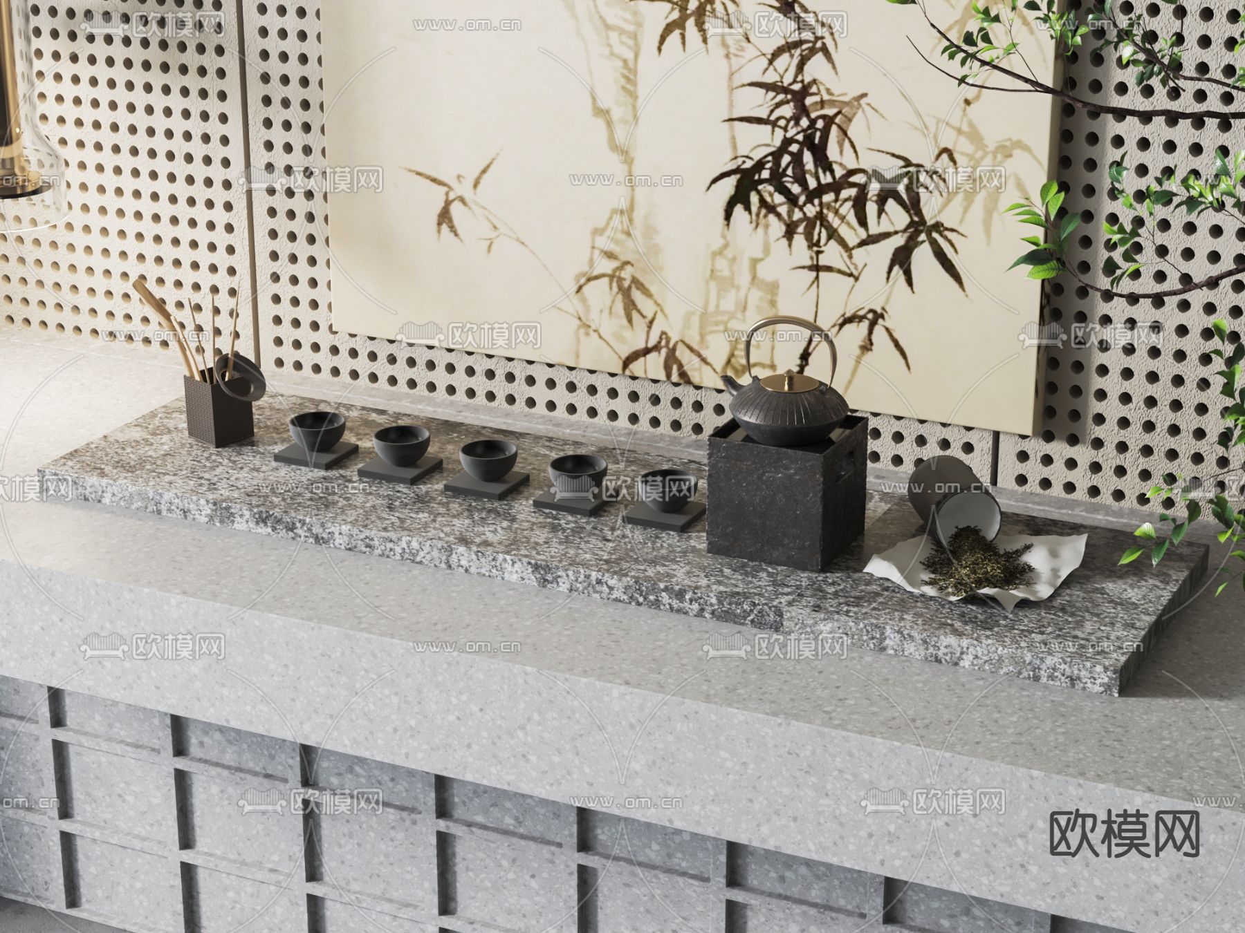 新中式茶具 茶壶 茶叶罐3d模型下载