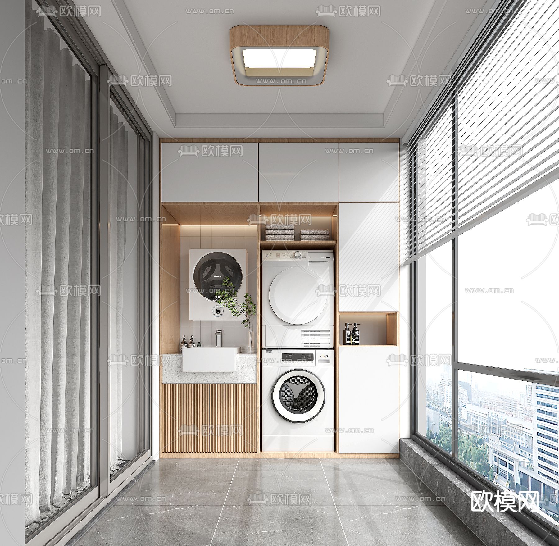 现代阳台 洗衣房3d模型下载