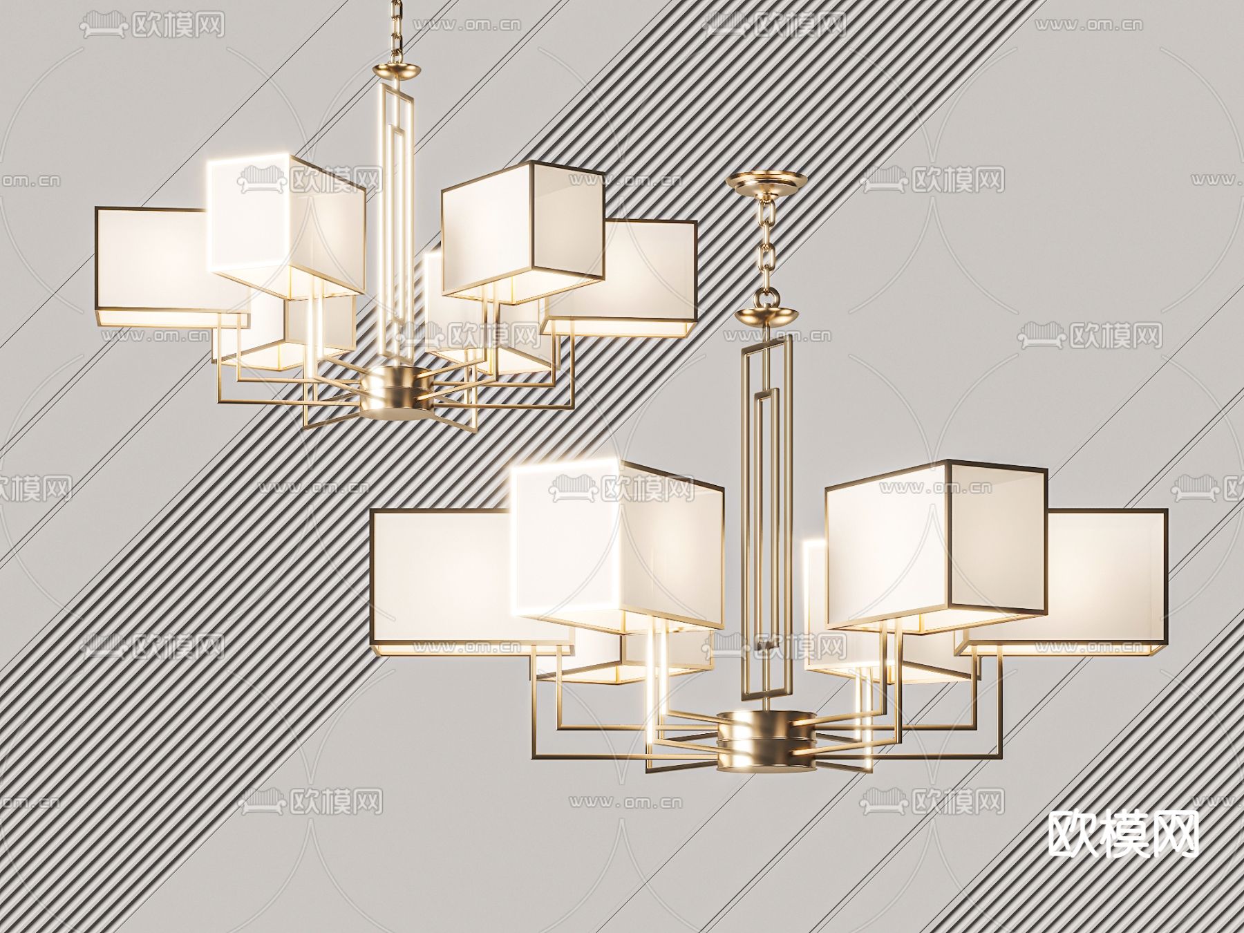 新中式吊灯 大厅吊灯3d模型下载_ID13027044_3dmax免费模型-欧模网
