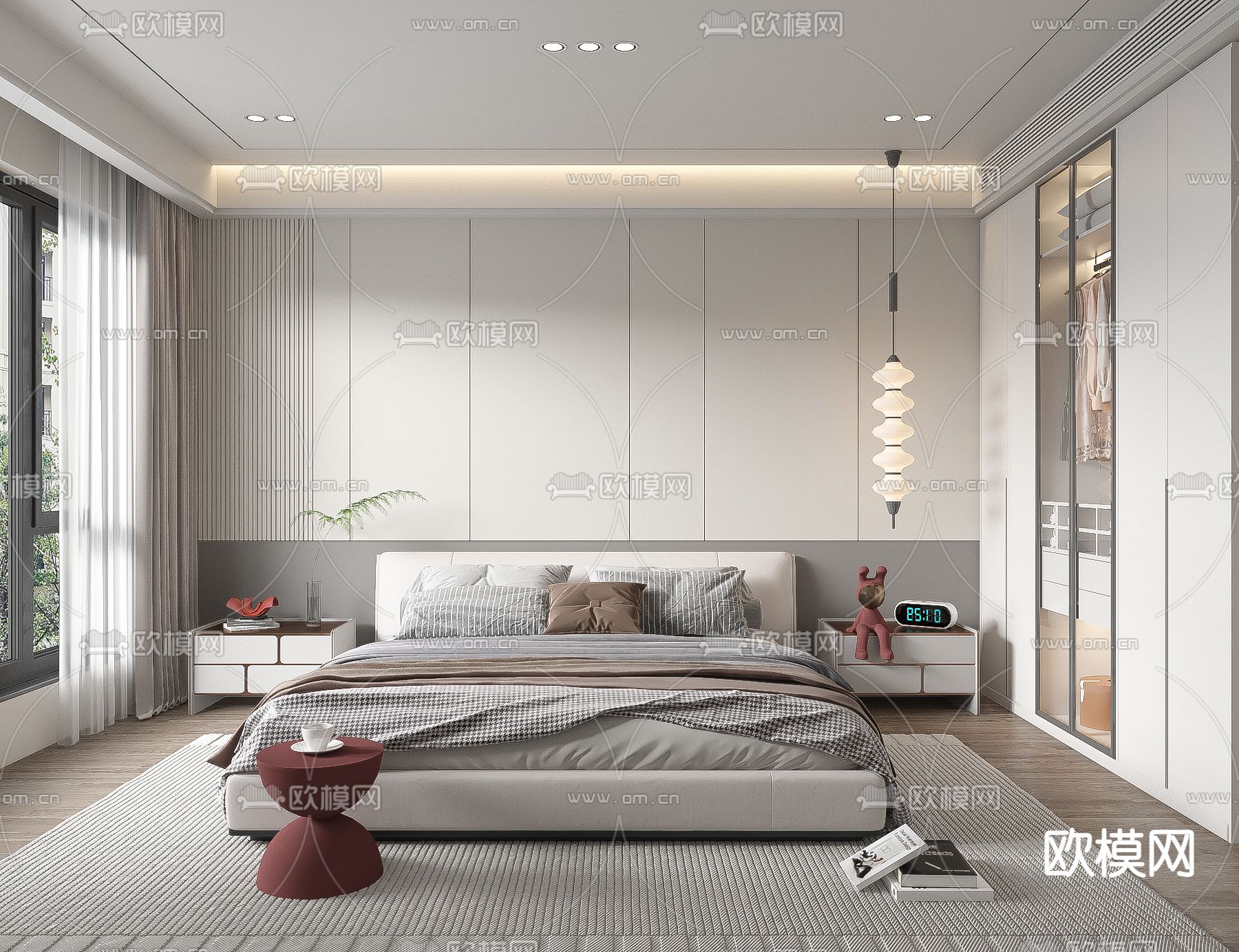 高级灰卧室 主人房3d模型下载