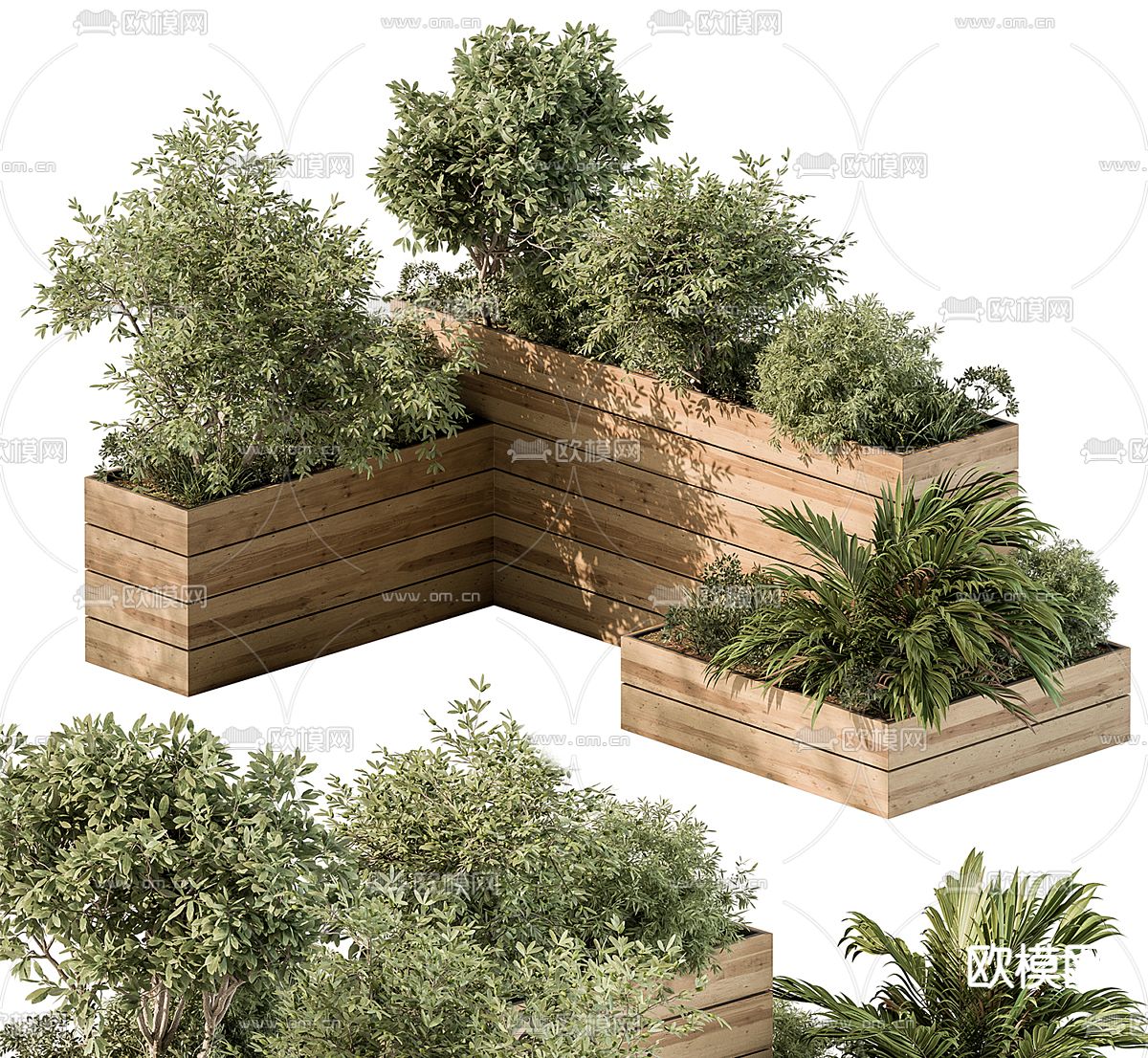 绿植花箱 户外盆栽3d模型下载_ID13026246_3dmax免费模型-欧模网