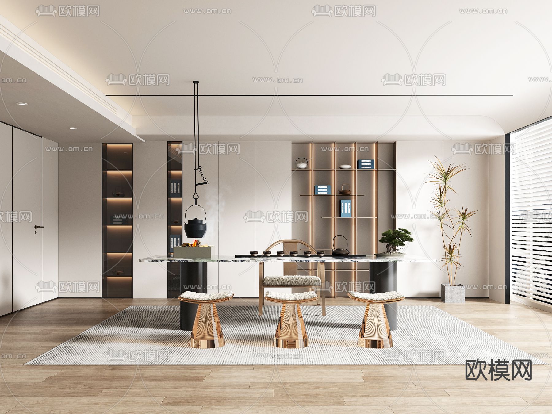 现代茶室3d模型下载