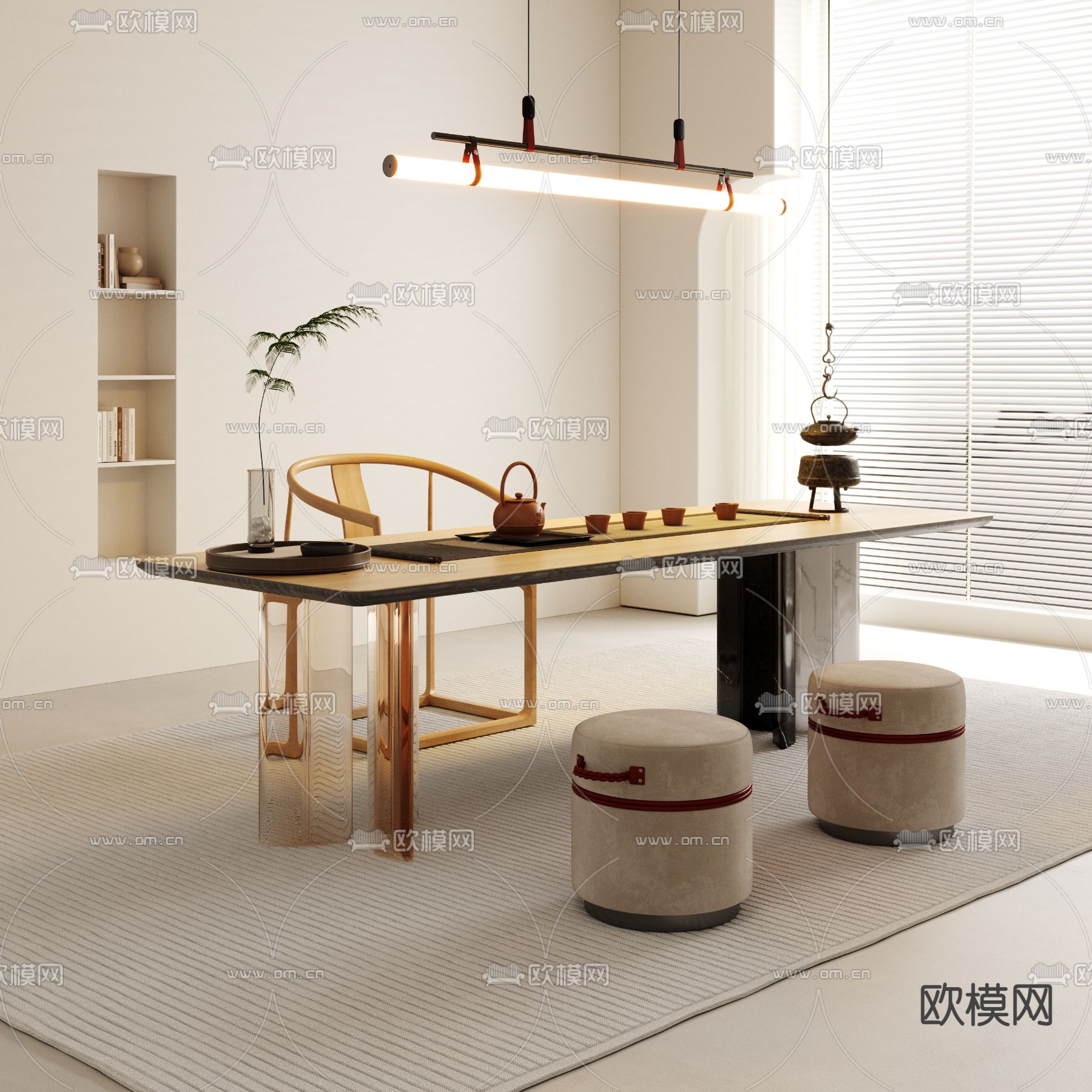 现代茶桌椅 茶台3d模型下载