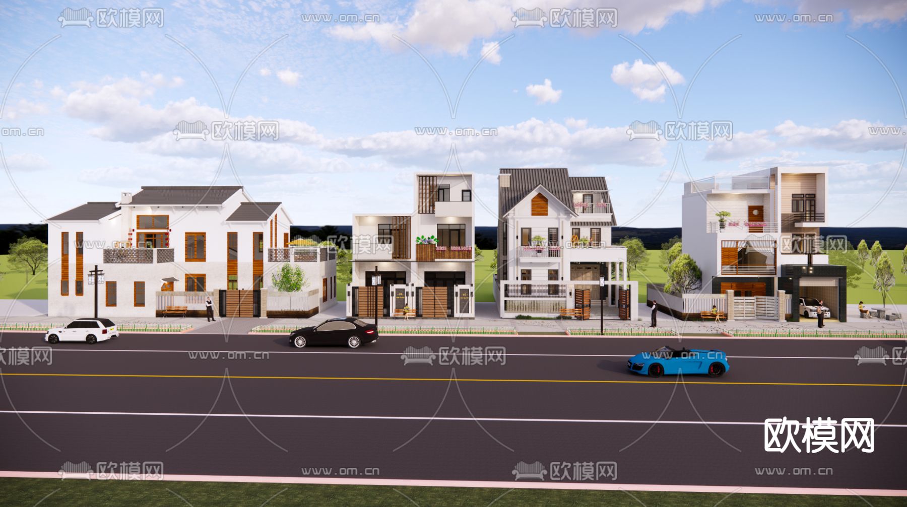 现代别墅建筑外观su模型